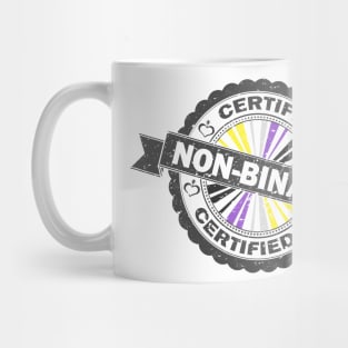 Certified Non-Binary Pride Seal of Approval with Pride Flag Background Mug